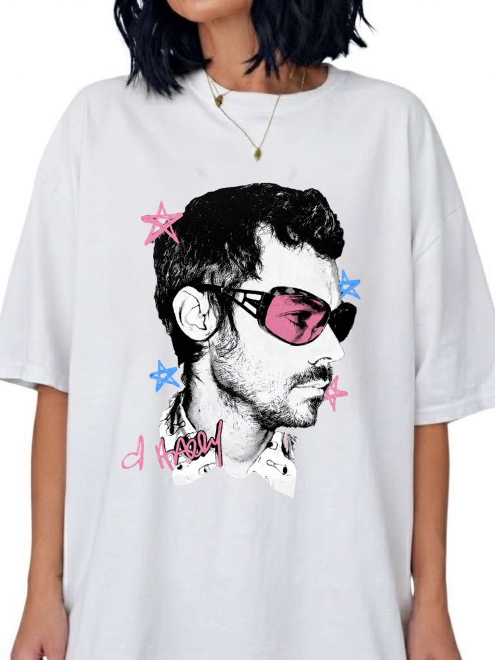 Harry Styles  Man Stars Portrait Vintage White T-Shirt